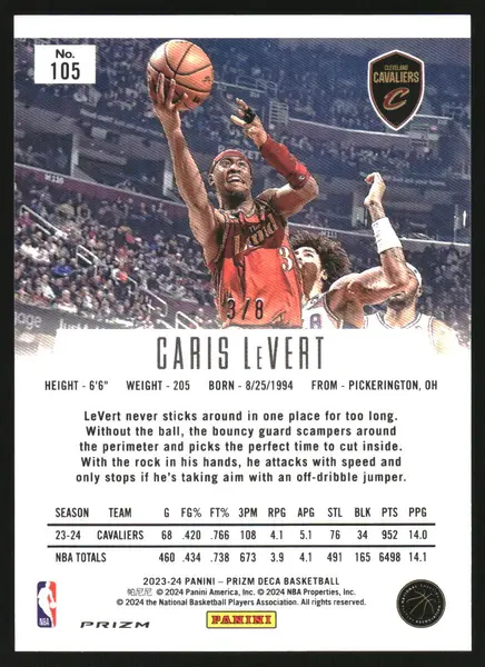 2023-24 Panini Prizm Deca Prizms Black Gold Shimmer FOTL #105 Caris LeVert /8