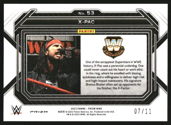 2023 Panini Prizm WWE Prizms FOTL Blue Shimmer #53 X-Pac /11