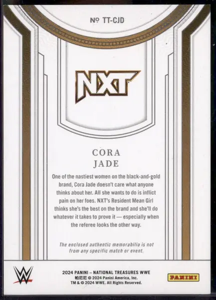 2024 Panini National Treasures WWE Treasured Threads Emerald Cora Jade /5
