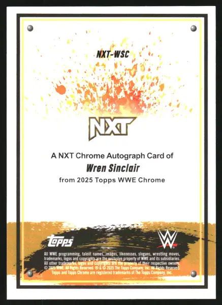 2025 Topps Chrome WWE NXT Chrome Auto Gold Geometric Wren Sinclair