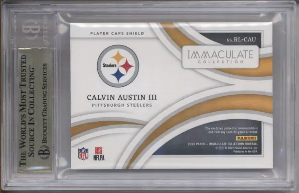 2022 Immaculate Collection Rookie Player Cap Shield Calvin Austin RC 1/1 BGS 9.5