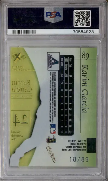 1998 Skybox E-X 2001 Essential Credentials Now #89 Karim Garcia /89 PSA 8