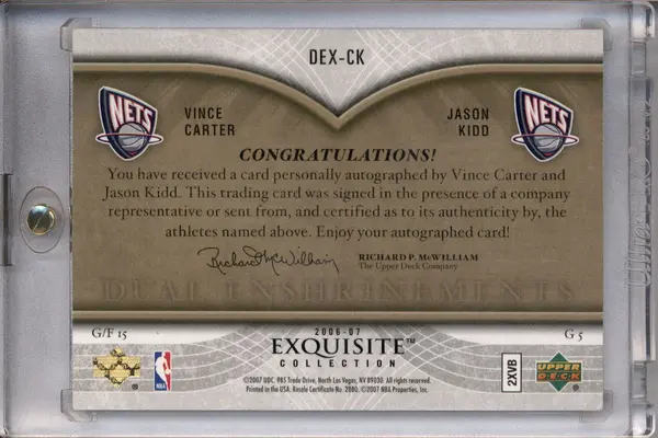 2006-07 Exquisite Collection Enshrinements Dual Vince Carter Jason Kidd Auto /10