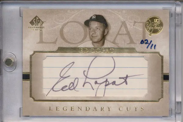 2005 SP Legendary Cuts Autograph Cuts #EL Ed Lopat Auto /11