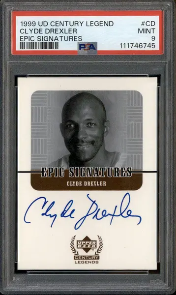 1999 Upper Deck Century Legends Epic Signatures #CD Clyde Drexler Auto PSA 9