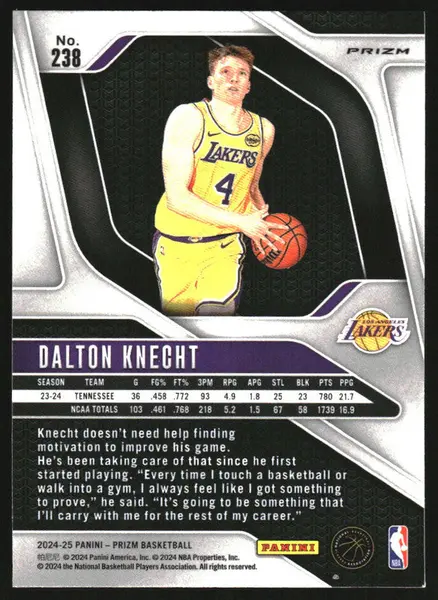 2024-25 Panini Prizm Hyper Prizm #238 Dalton Knecht RC