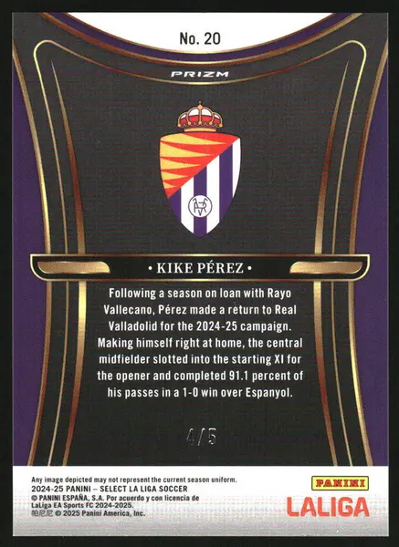 2024 Panini Select La Liga Unstoppable Green Prizm #20 Kike Perez /5