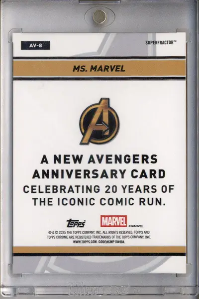2025 Topps Chrome Marvel The New Avengers 20th SuperFractor #AV-8 Ms. Marvel 1/1
