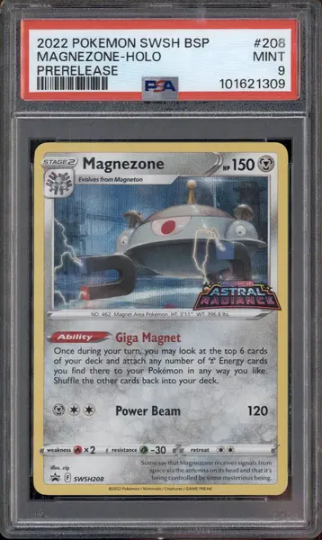 2022 Pokemon SWSH BSP #208 Magnezone Holo Prerelease PSA 9