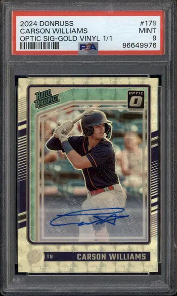 2024 Panini Donruss Optic Auto Gold Vinyl #179 Carson Williams RC 1/1 PSA 9