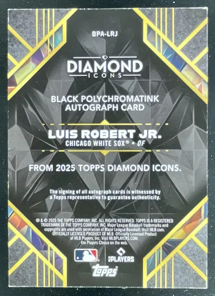 2025 Topps Diamond Black PolychromatINK Red Silver Ink Luis Robert Jr. Auto /5