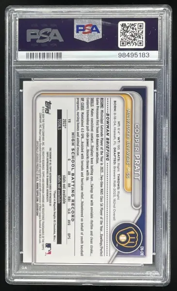 2024 Bowman Chrome Prospect Autographs #CPA-CPR Cooper Pratt RC Auto PSA 10