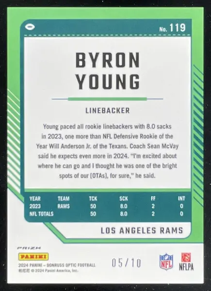 2024 Panini Donruss Optic Gold #119 Byron Young LB/10