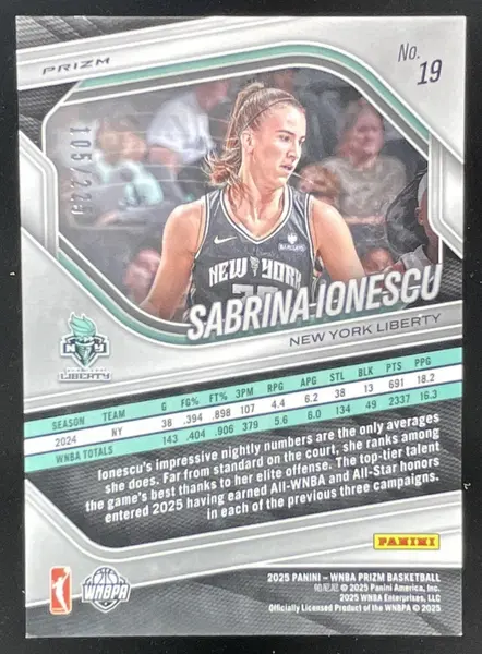 2025 Panini WNBA Prizm Lime Green Prizm #19 Sabrina Ionescu /225