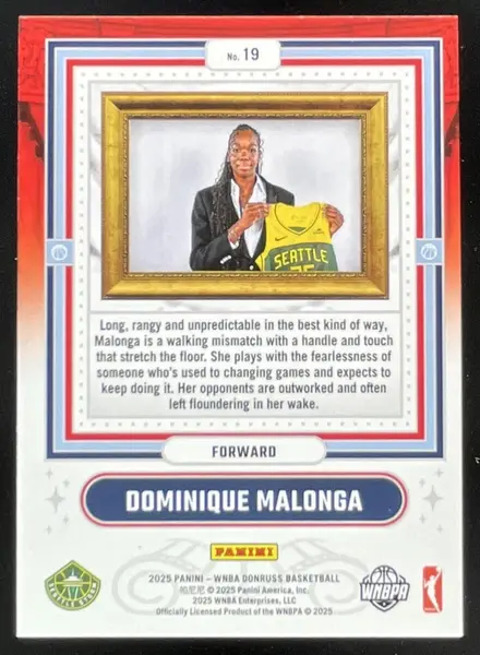 2025 Panini Donruss WNBA Franchise Features Diamond #19 Dominique Malonga RC