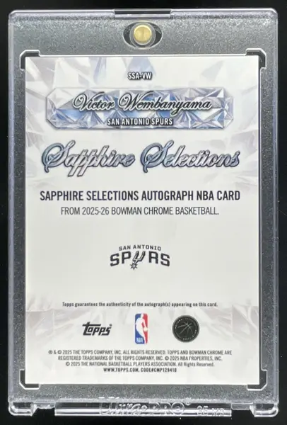 2025 Bowman Sapphire Selections Autographs #SSA-VW Victor Wembanyama Auto