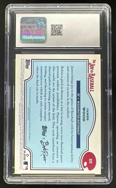2025 Topps Bob Ross: The Joy of Baseball Sap Green #89 James Wood RC /75 CGC 10