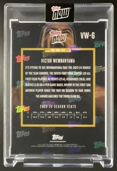 2023-24 Topps Now #VW-6 Victor Wembanyama RC Rookie