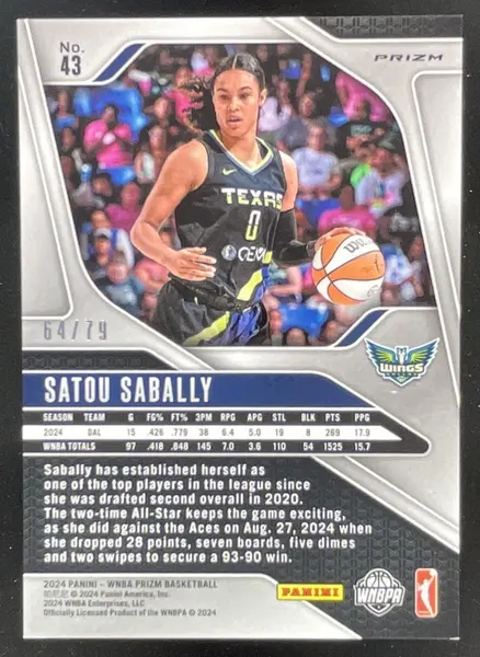 2024 Panini WNBA Prizm Pink Velocity Prizm #43 Satou Sabally /79