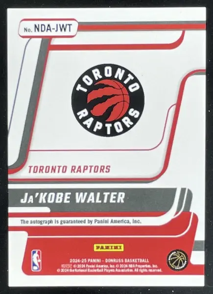 2024-25 Panini Donruss Next Day Autographs #NDA-JWT Ja'Kobe Walter RC Auto