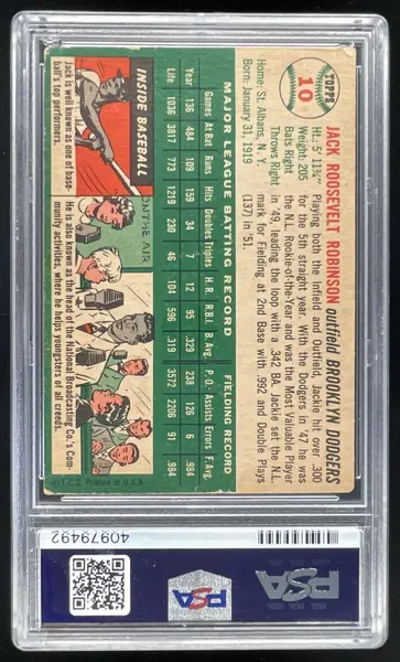 1954 Topps #10 Jackie Robinson PSA 2