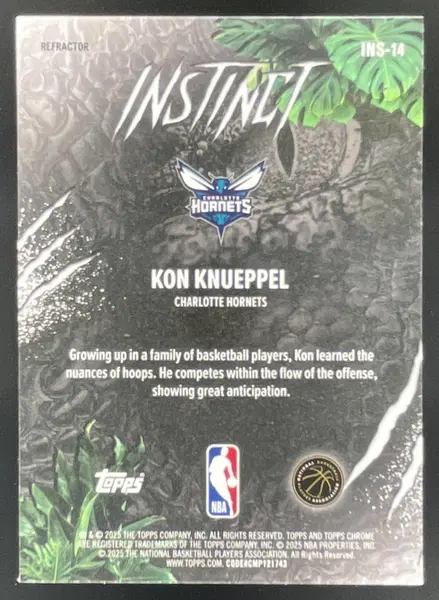 2025-26 Topps Chrome Instinct Refractor #INS-14 Kon Knueppel RC