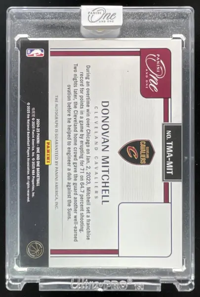 2024-25 Panini One and One Timeless Moments Red #5 Donovan Mitchell Auto /25