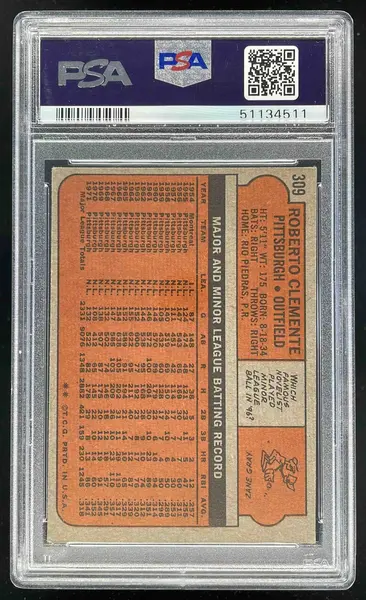 1972 Topps #309 Roberto Clemente PSA 4