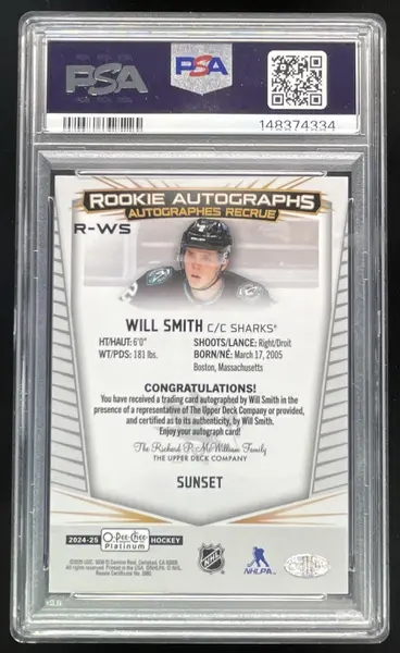 2024-25 O-Pee-Chee Platinum Rookie Auto Sunset #R-WS Will Smith SP Auto PSA 9