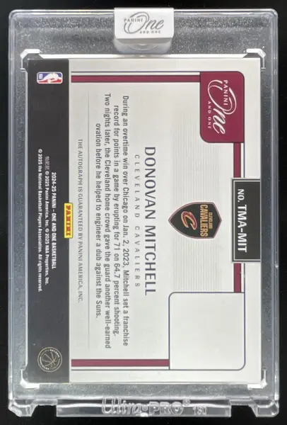 2024-25 Panini One and One Timeless Moments Purple #5 Donovan Mitchell Auto /35