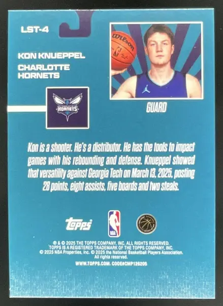 2025-26 Topps Limited Stock Legends #LST-4 Kon Knueppel RC