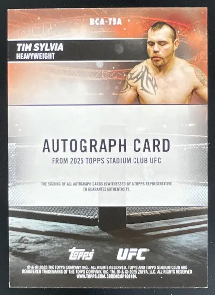 2025 Topps UFC Stadium Club Autograph Red Foil #BCA-TSA Tim Sylvia Auto /50