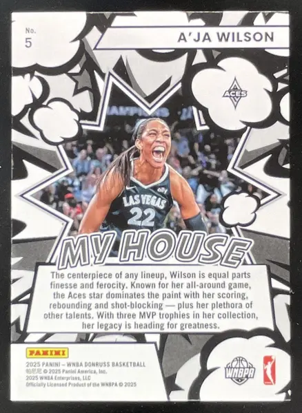 2025 Panini Donruss WNBA My House Press Proof Purple #5 A'ja Wilson
