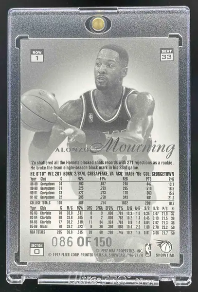 1996 Fleer Flair Showcase Legacy Collection Row 1 Grace #33 Alonzo Mourning /150