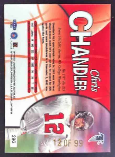 1998 Fleer Brilliants Gold #29G Chris Chandler /99