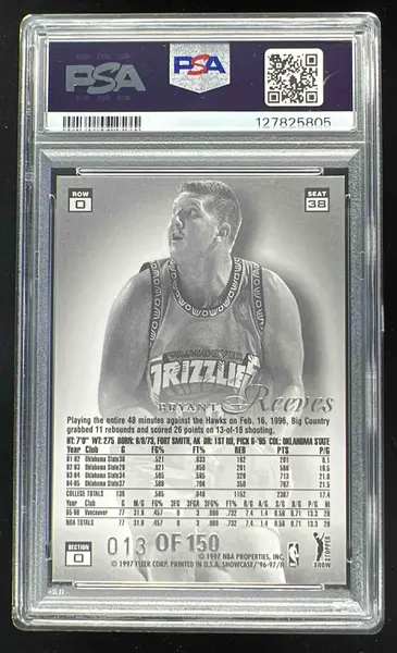 1996 Fleer Flair Showcase Legacy Collection Row 0 #38 Bryant Reeves /150 PSA 9