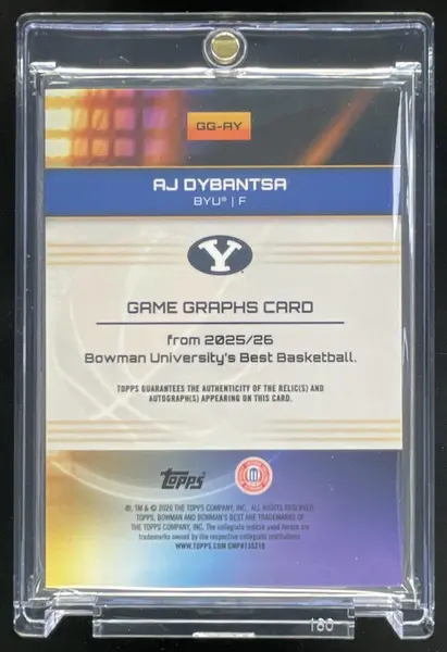 2025-26 Bowman Best University Game Graphs Special Patch AJ Dybantsa Auto /2