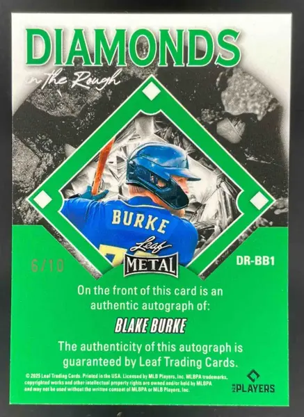 2025 Leaf Metal Diamond in the Rough Prismatic Purple #BB1 Blake Burke Auto /10