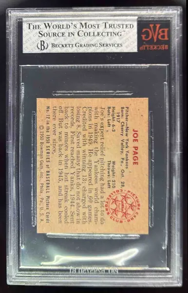 1950 Bowman #12 Joe Page BGS 7