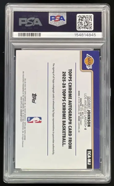 2025-26 Topps Chrome Geometric White #TCA-MJ Magic Johnson Auto /2 PSA 7