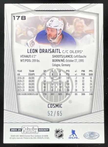 2024-25 O-Pee-Chee Platinum Cosmic #178 Leon Draisaitl /65