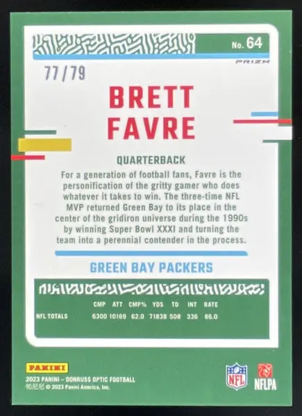 2023 Panini Donruss Optic Pink Velocity Prizm #64 Brett Favre /79