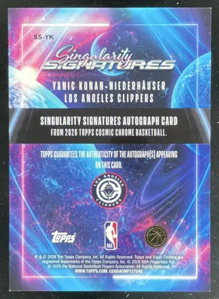 2025 Topps Cosmic Chrome Orange Galactic Yanic Konan-Niederhauser RC Auto /25