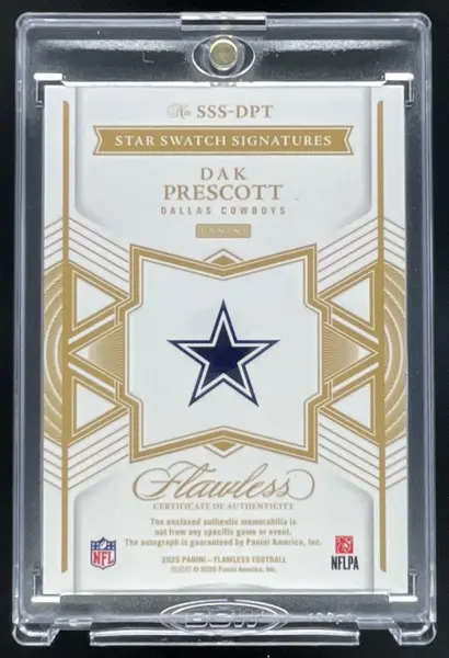 2025 Panini Flawless Star Swatch Signatures Silver #5 Dak Prescott Auto /20