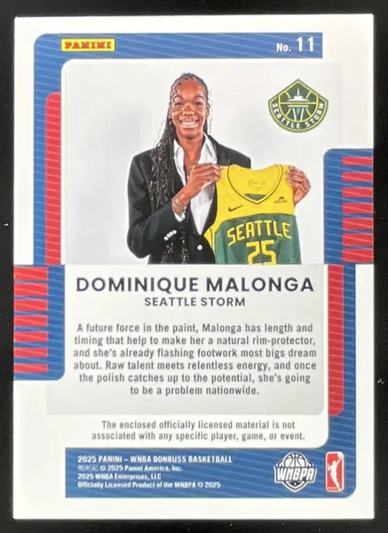 2025 Panini Donruss WNBA Rookie Jerseys #11 Dominique Malonga RC