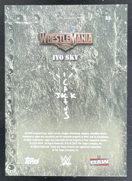 2025 Topps Chrome WWE Cactus Jack x Wrestlemania Gold Ray Wave #53 IYO S /50