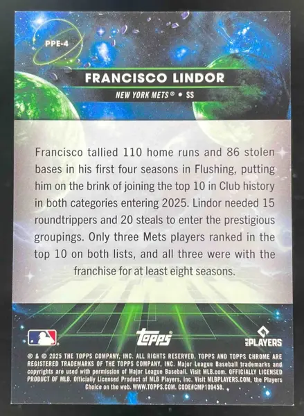 2025 Topps Cosmic Chrome Planetary Pursuit Earth #PPE-4 Francisco Lindor