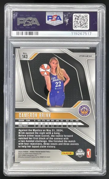 2024 Panini WNBA Prizm Orange Velocity Prizm #143 Cameron Brink RC PSA 10