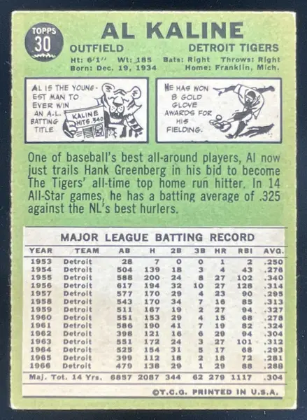 1967 Topps #30 Al Kaline