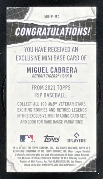 2021 Topps Rip Mini Gold #MRIP-MC Miguel Cabrera /5